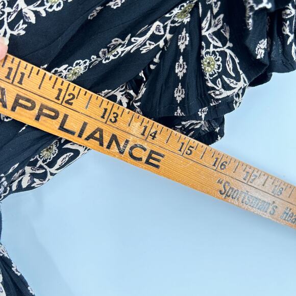 Angie Black Tan Ruffle Babydoll Boho Western Rayon Mini Dress Women’s Small NEW - Picture 9 of 11